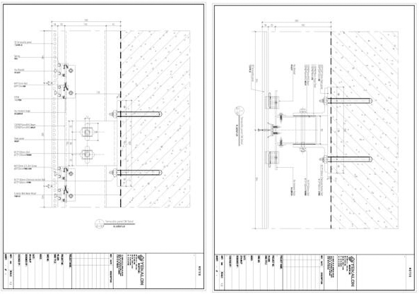 Terracotta panels curtain wall structure drawings